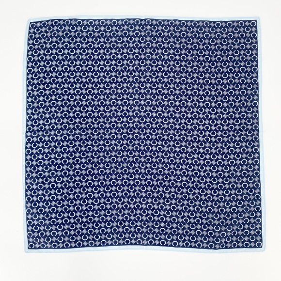 Celine Paris Navy Blue C Triomphe Print Cotton Scarf - Picture 2 of 4
